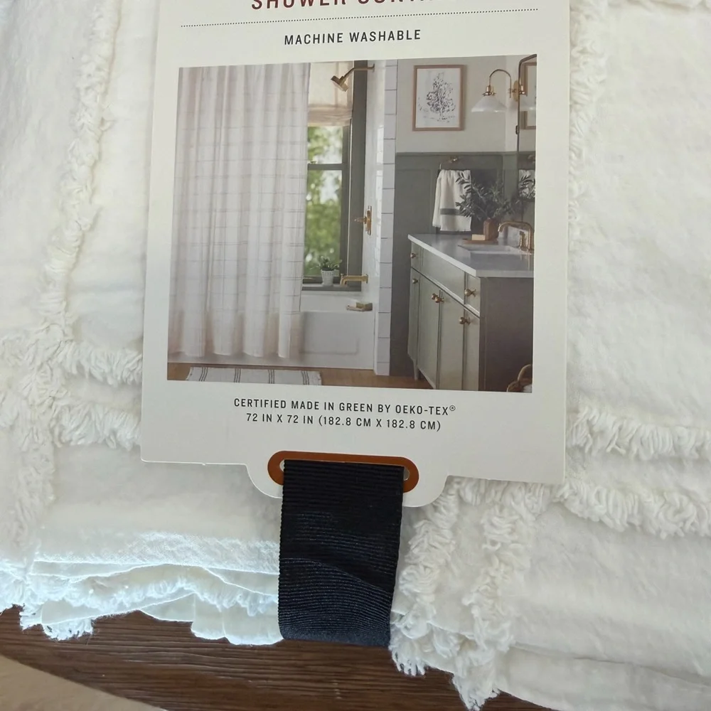 Threshold Cream Textured Shower Curtain